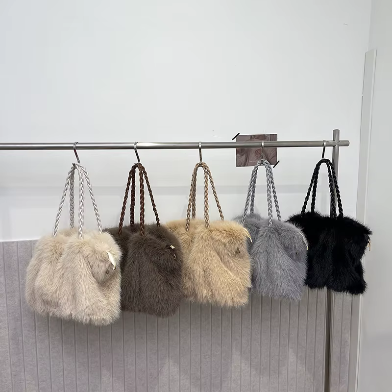 Cotton Solid Color Large Capacity Shoulder Bags Winter New Fashion 2025 Hot Sale Bags for Women Commuting Thread Crossbody Bag