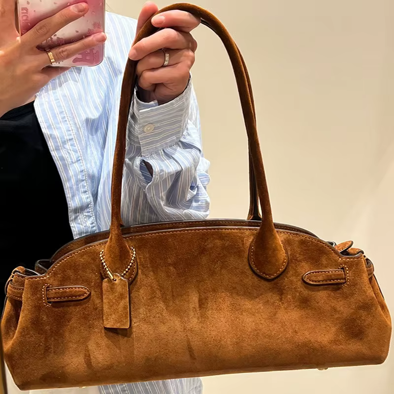 Luxury Women's Bag Lazy Matte Suede Tote Suede Boston Shoulder Bag Large Capacity Commuter Long-handle Handbag Underarm Shopper