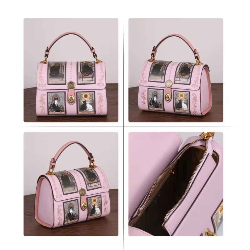 2026 autumn and winter new niche design high-end handbag retro light luxury heavy industry Boston women's pillow small square ba