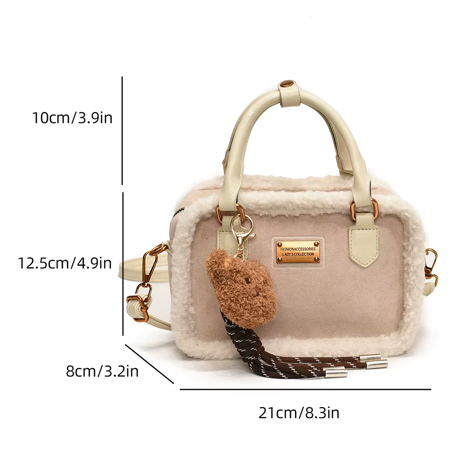 2024 Winter Lamb Woolen Handbag Women's Bag Designer Plush Handbag Fashion Casual Shoulder Messenger Bag Female Square bolsas