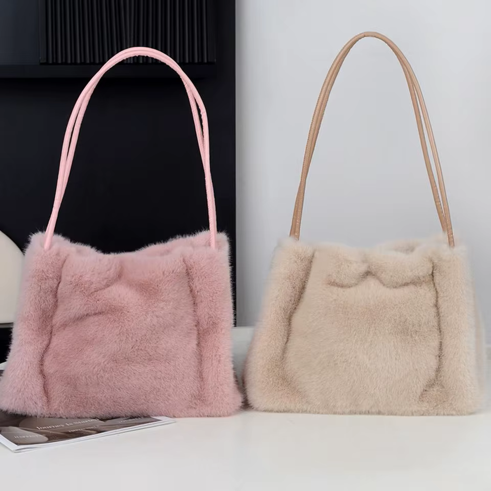 Handbag Faux Mink Plush Bag Temperament Armpit Women's Bag Large Capacity Shoulder Bag Fall/Winter New Arrivals