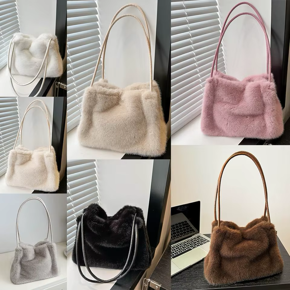 Handbag Faux Mink Plush Bag Temperament Armpit Women's Bag Large Capacity Shoulder Bag Fall/Winter New Arrivals