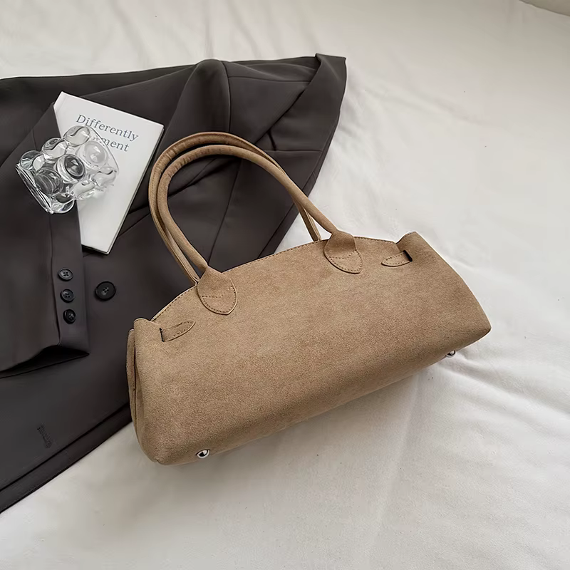 Luxury Women's Bag Lazy Matte Suede Tote Suede Boston Shoulder Bag Large Capacity Commuter Long-handle Handbag Underarm Shopper